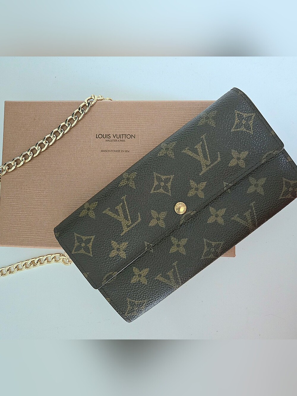 Authentic LOUIS VUITTON LV Monogram Vintage Long Wallet WOC Set W/ Box & Dustbag